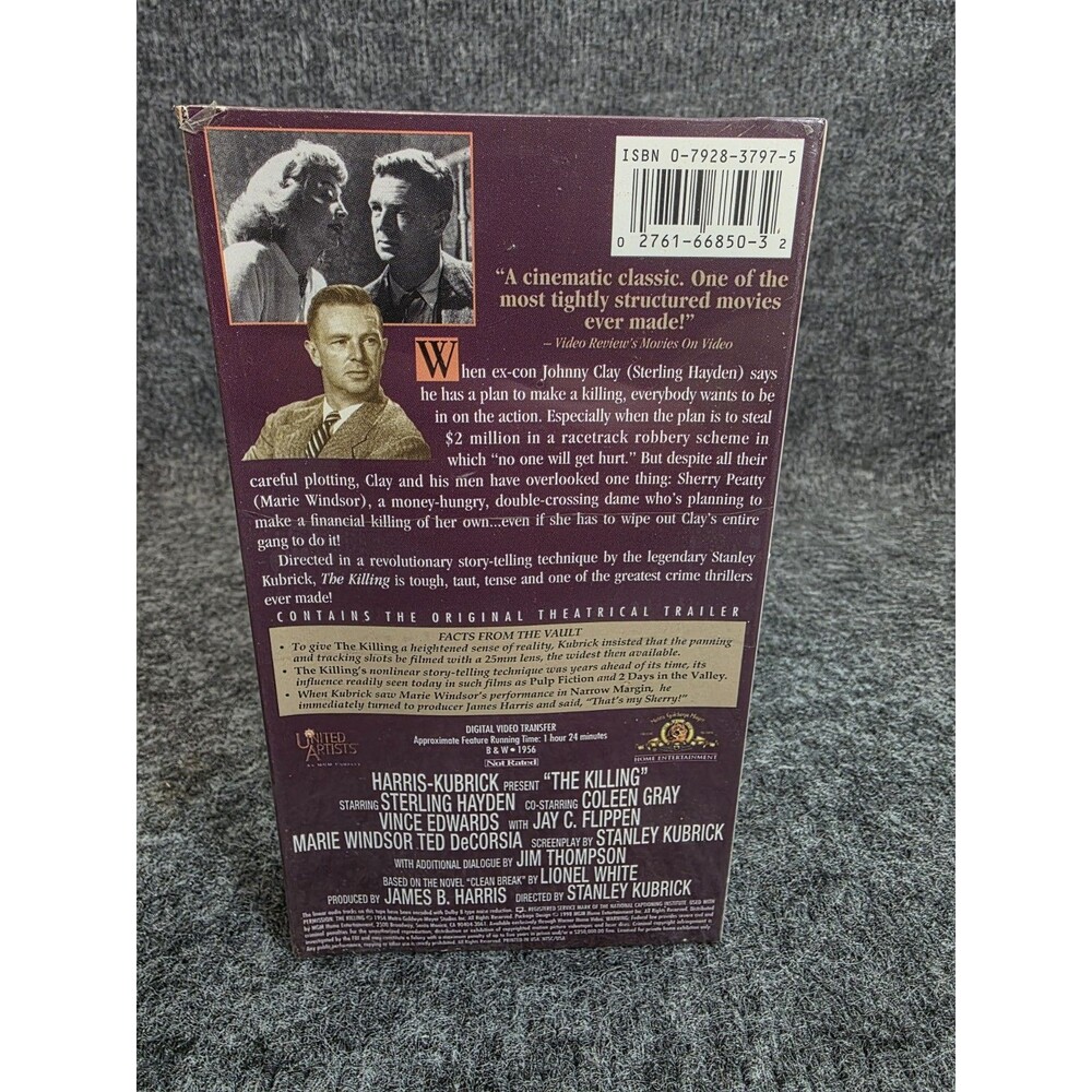 The Killing (VHS, 1956) MGM Sterling Hayden / Elisha Cook Rare VHS Copy - Picture 3 of 7